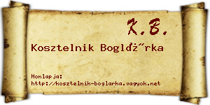 Kosztelnik Boglárka névjegykártya