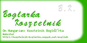 boglarka kosztelnik business card